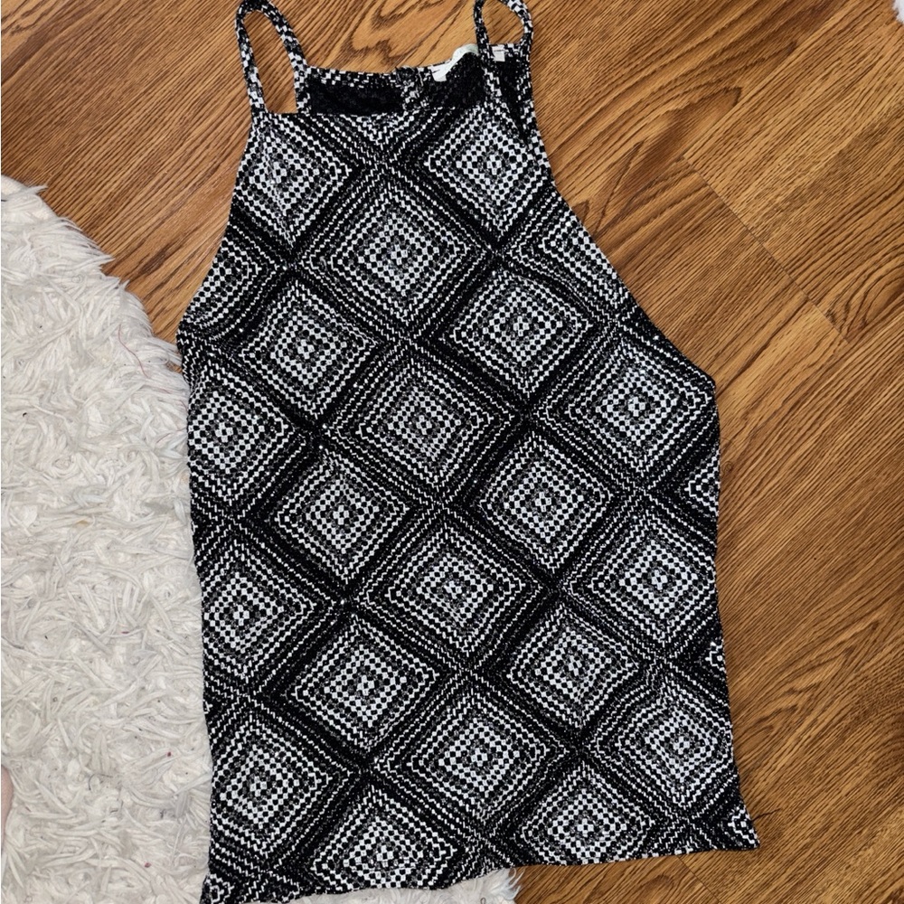 Black and White Geometric Tank Top